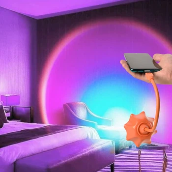 MİNİ USB günbatımı ışık günbatımı projeksiyon lambası gökkuşağı projektör Led ışıkları yatak odası dekorasyon romantik gece lambası adaptörleri ile