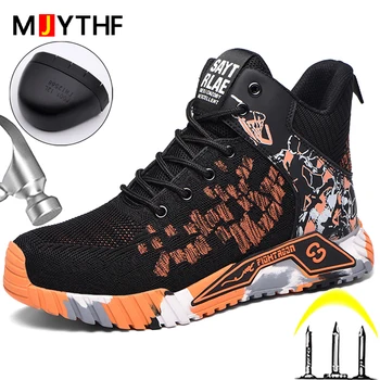 MJYTHF Yeni iş çizmeleri Güvenlik Çelik burunlu Ayakkabı Erkekler Delinmez güvenlik ayakkabıları Erkek Botları Yüksek Kaliteli Yıkılmaz Ayakkabı Erkek