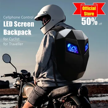 Mobil Kontrol Serin ABS PC plastik sırt çantası 2 LED gözler Ekran Motosiklet Sürme Sırt Çantası Bisikletçi Seyahat Tur Aksesuarları