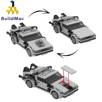 MOC Film Geleceğe dönüş Araba Yapı Taşları Tuğla Zaman Makinesi Delorean Hızlı Araç Supercar çocuklar için oyuncak Çocuk Hediyeler