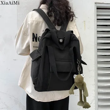 Moda Bayan Sırt Çantası Basit Düz Renk kız çocuk okul çantası su geçirmez naylon dizüstü çantası Yeni seyahat sırt çantası