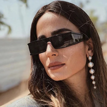 Moda Dikdörtgen Küçük Güneş Kadınlar 2020 Lüks Marka Ayna Gümüş Siyah Şeffaf Lens Tek Parça Punk Erkekler Gafas Shades UV400