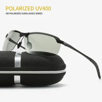 Moda güneş gözlükleri Erkekler Gündüz Gece Görüş Yarım Çerçeve Gözlük Sürüş Bukalemun Erkek Lüks Tasarımcı PC Gafas De Sol 2022