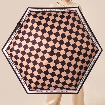 Moda Güneş Mini Şemsiye Kadınlar için Ekose Tarzı Kat Küçük Sevimli Şemsiye Kızlar için Tasarımcı UV Şemsiye Rüzgar Geçirmez Ücretsiz Kargo