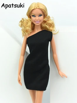 Moda Küçük Siyah Elbise barbie oyuncak bebek Giysileri Tek Parça Abiye Vestidoes Giysileri Barbie 1/6 Bebek Aksesuarları