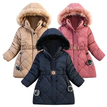 Moda Kız Mont Çocuklar Kapüşonlu Ceket Kış Sıcak Kalın Uzun Palto Kızlar Ceketler 4 5 6 7 Yıl Çocuk Giysileri Kalın Giyim