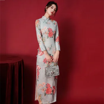 Moda Qipao Modern Etnik Tarzı Geliştirmek Kadın çin elbisesi Hanfu Sonbahar Yeni Geleneksel Vintage Zarif Kadın İnce Cheongsam
