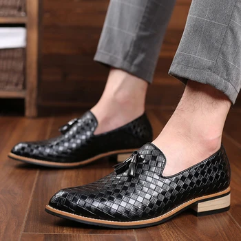 Moda Resmi deri ayakkabı Erkekler için Elbise erkek resmi ayakkabı Erkek Geometrik Oxfords Parti Düğün Casual Erkek Flats Chaussure Homme