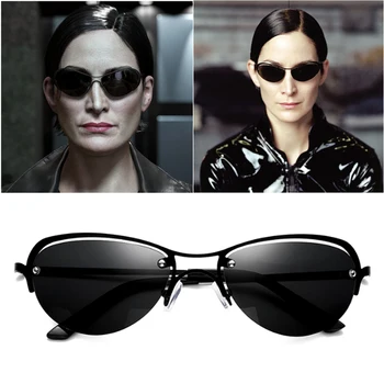 Moda Serin Benzersiz Şekli Polarize Güneş Gözlüğü Matrix Trinity Stil Erkekler Ultralight Metal Marka Tasarım Gözlükleri UV400
