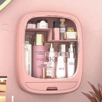 Moda Su Geçirmez Toz Geçirmez Kozmetik saklama kutusu Kendinden yapışkanlı makyaj kutusu Kutusu Banyo Cilt Bakımı Parfüm Dresser Organizatör