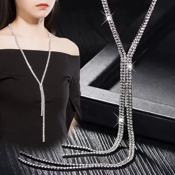 Moda suni elmas zincir Püskül Uzun Kolye Kadınlar İçin Yeni Bildirimi Kazak Kolye