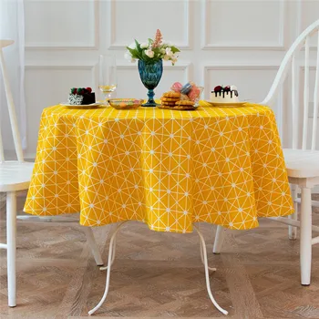Moda Yuvarlak Tasarımlar Katı Dekoratif Keten Masa Örtüsü Püsküller İle Dikdörtgen düğün yemeği masa örtüsü çay masası Örtüsü