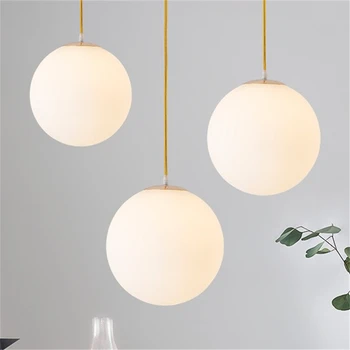 Modern basit kolye lamba beyaz cam küre led ışık oturma odası dekorasyon kolye ışıkları yemek odası dekor Asılı aydınlatma