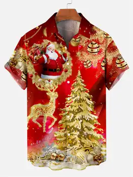 Molilulu erkek Noel Yaratıcı Tasarım Kısa Kollu Gömlek