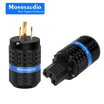 Monosaudio M102G / F102G %99.998 % Saf Bakır 24K Altın Plaka ABD AC priz IEC320 C13 Konektörü Ses DIY Şebeke Güç Kablosu
