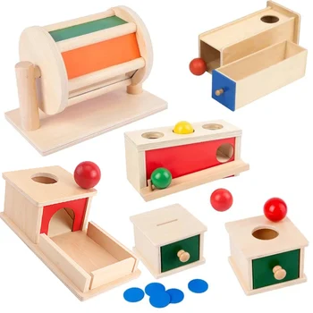 Montessori İplik Davul Ayna ile Sesler Davul Bebek Yürümeye Başlayan Imbucare Kutusu Eğitici Oyuncaklar Çocuklar için bebek oyuncakları 0-12 Ay