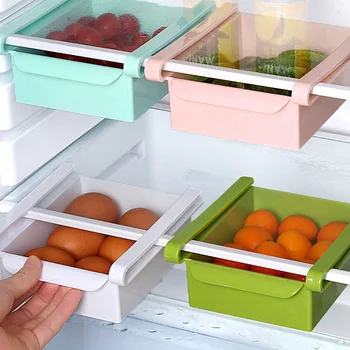 Mutfak Buzdolabı Dondurucu kaydırmalı çekmece tipi Yerden tasarruf sağlayan Depolama Organizatör Raf Raf Tutucu Saklama Kutuları Plastik Kutu