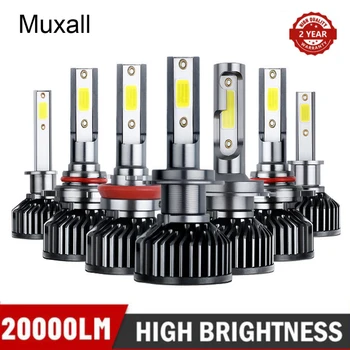 Muxall LED araba kafa lambası ampulleri H7 H4 H11 H1 9005 9006 H3 80W 20000Lm Turbo COB lamba 12V 24V otomotiv 880 H8 ışıkları