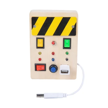 N80C led ışık anahtarı Meşgul Kurulu Montessori Oyuncak Düğmesi Meşgul Kurulu Çocuklar Ahşap Kontrol