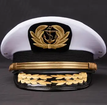 Navigator Donanma Kap İşlemeli Şapka Kaptan Denizci Erkekler Askeri Subay