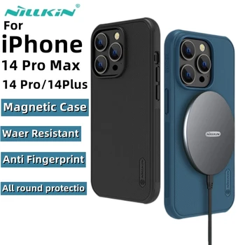 Nillkin iPhone 14 Pro Max/14 Artı Manyetik Kılıf Mat PC + TPU Kaymaz Darbeye Dayanıklı Kapak Kablosuz Şarj iphone için kılıf 14