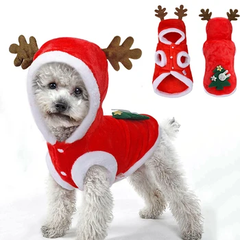 Noel Köpek Giysileri Moda Ceket Kostüm Yavru Kedi Ceket Küçük Pet Kış Kırmızı Giyim Kıyafet Aksesuarları Dekorasyon Malzemeleri