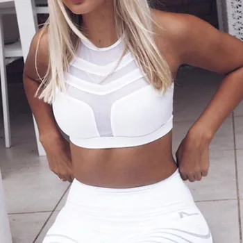 NORMOV Kadın Sütyen Spor Hızlı kuruyan Nefes Polyester Seksi Mesh Patchwork Giyim Egzersiz Kız Sütyen