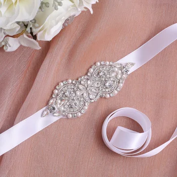 NZUK Gelin düğün gümüş kristaller rhinestone aplike kuşak kemer Akşam parti Elbise Düğün Aksesuarları