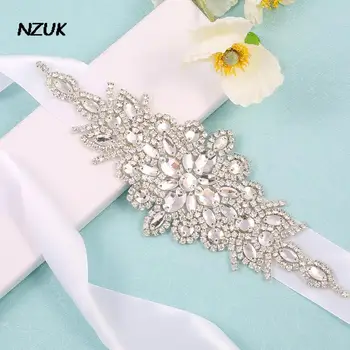 NZUK Rhinestone gelin kemeri Zarif düğün elbisesi Kemer Taşlar ile Gümüş Kristal Gelin Kanat Kadınlar için Elbiseler 