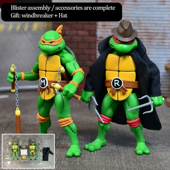 Orijinal NECA Ninja Turtles Michelangelo Raphael Da Vinci Donatello 7 inç aksiyon figürü animasyon sürümü model oyuncaklar