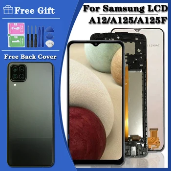 Orijinal Samsung Galaxy A12 LCD SM-A12F SM-A12F / DSN LCD ekran dokunmatik ekranlı sayısallaştırıcı grup Yerine Ücretsiz A125 arka kapak