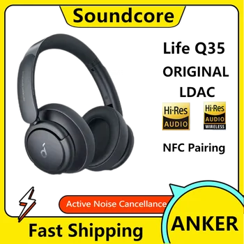 Orijinal Soundcore Yaşam Q35 kablosuz kulaklık Aktif Gürültü Iptal Bluetooth Kulaklık ANC Uzun Çalma Süresi LDAC İşe Kulaklık