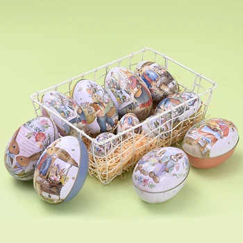 Paskalya Yumurtaları Şekilli Teneke Kutu Hediye Kutusu Renk Tavşan teneke şeker Kutuları Bahar Paskalya Ev Partisi Dekorasyon Çocuklar Hediye Paketleme