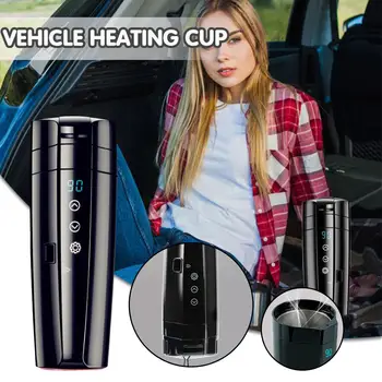 Paslanmaz Araba ısıtmalı Akıllı Kupa Sıcaklık Kontrolü İle Çay 420ML/450ml Elektrikli ısıtmalı su Süt 12V / 24V su ısıtıcısı Kahve Cu K3R7