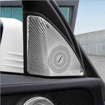Paslanmaz Çelik Araba styling Kapı Tweeter Ses Hoparlör Dekoratif Kapak Trim 3D sticker Mercedes Benz 2015-2018 için C Sınıfı W205
