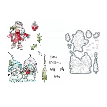 PD Noel Gnome Jolly Holly Dilek Pullar ve Ölür için Yeni 2021 Scrapbooking Kağıt Yapımı Kabartma Çerçeveleri Kart El Sanatları