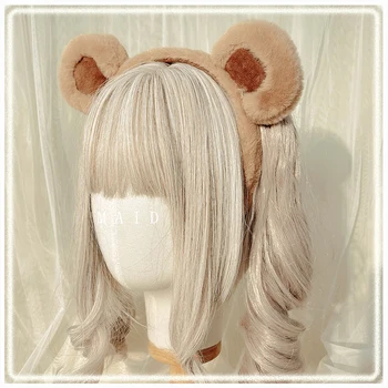 Peluş taban Lolita ayı kulak kc Harajuku sevimli kawaii hairband şapkalar saç aksesuarları