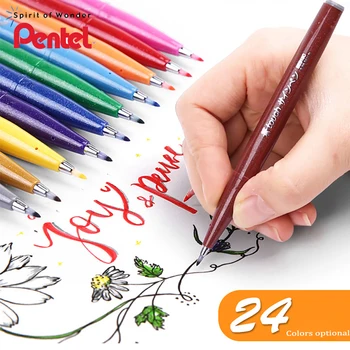 Pentel SES15C Renk Kalem Yumuşak İpucu Fırça El Hesabı DOKUNMATİK Tebrik Kartı Çiçek Vücut El-boyalı Noel Kalem Kırtasiye