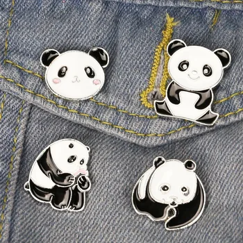 Pimleri Karikatür Panda Broş Öğrenci Sevimli Damlayan Alaşım Rozeti Arkadaşlar için Hediye