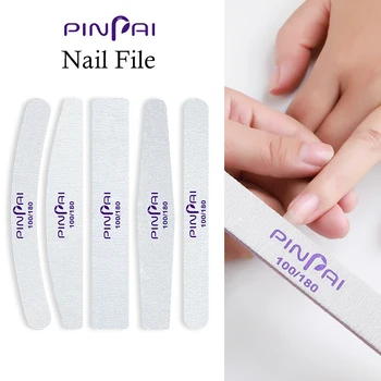 PinPai 100/180 İrmik Tırnak Dosyaları Seti Manikür Pedikür Tampon Blok Nail Art İpuçları UV Jel Parlatıcı Dosya Çift Taraflı Çivi Aracı Kiti