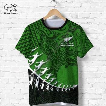 PLstar Cosmos Yeni Zelanda Ülke Bayrağı Maori Aotearoa Kabile 3DPrint Streetwear Yaz Rahat Komik Tee Kısa Kollu T-Shirt A6