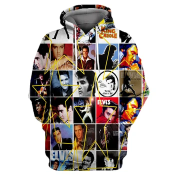 Pop Kral Elvis Presley 3D Hoodies Erkek / kadın Hiphop streetwear Dış Giyim Hayranları Casual Hoody Tişörtü Ceket Üst Giysi R--18