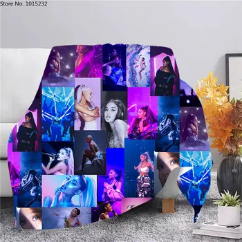 Popüler Kadın Şarkıcı Ariana Grande 3D Flanel Battaniye Karakter İnce Battaniye Pazen Taşınabilir Ev Seyahat Ofis Battaniye 03