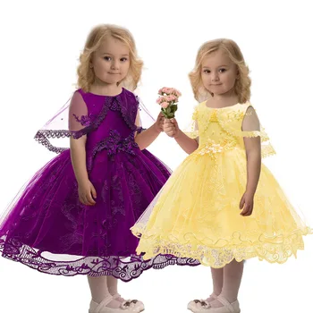 Prenses Elbiseler Avrupa ve Amerikan Dantel Elbiseler Sıcak Çocuklar