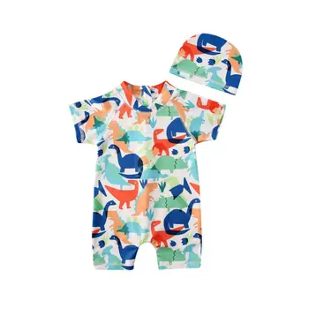 PUDCOCO Çocuklar Bebek Erkek UV UPV 50 + Güneş Koruma Baskı Mayo Toddler Döküntü Yüzme Mayo Guard Kostüm Şapka 1-6Y
