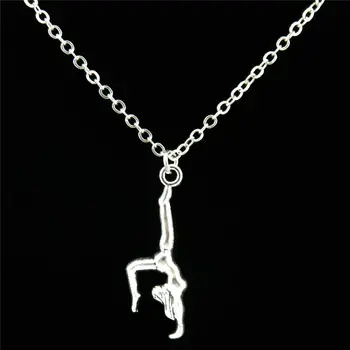 R1697 17-5 Gümüş Renk Jimnastik Kadın Spor Salonu Spor Kolye Zinciri Yaka Gerdanlık Kolye 18