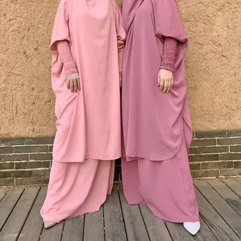 Ramazan 2 Parça Etek Takım Elbise Jilbab Namaz Konfeksiyon Elbise Kadın Dantel Khimar Başörtüsü Elbise Dantel-up İslam çarşaf müslüman islam giyim