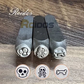 RCIDOS 6MM Kafatası Kemik Tasarım Metal Takı Pullar, DİY Bilezik / takı semboller çelik damga, 1 adet fiyat