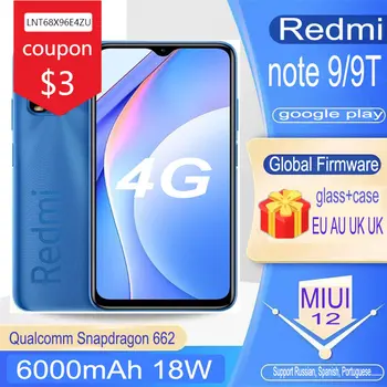 Redmi not 9 / 9t 4G celular Akıllı Telefon Xiaomi 4GB 128GB 6000mAh Pil Snapdragon 662 küresel sürüm tam netcom