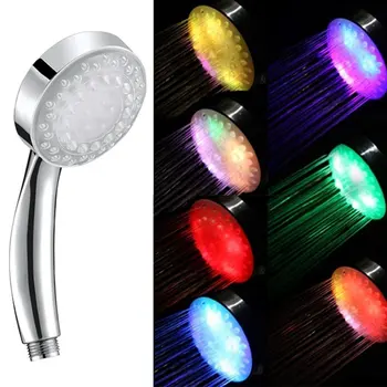 Renk Değiştirme Duş Başlığı led ışık Parlayan Otomatik 7 Renk Değiştirme Otomatik El Su tasarruflu duş Banyo Dekor